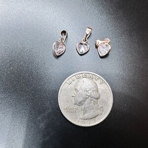 Elegant 925 Silver Rose Gold plated CZ Heart Pendant Set. Never worn